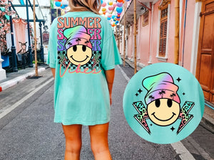 Summer Vibes Smiley NEON w Pocket DTF Transfer