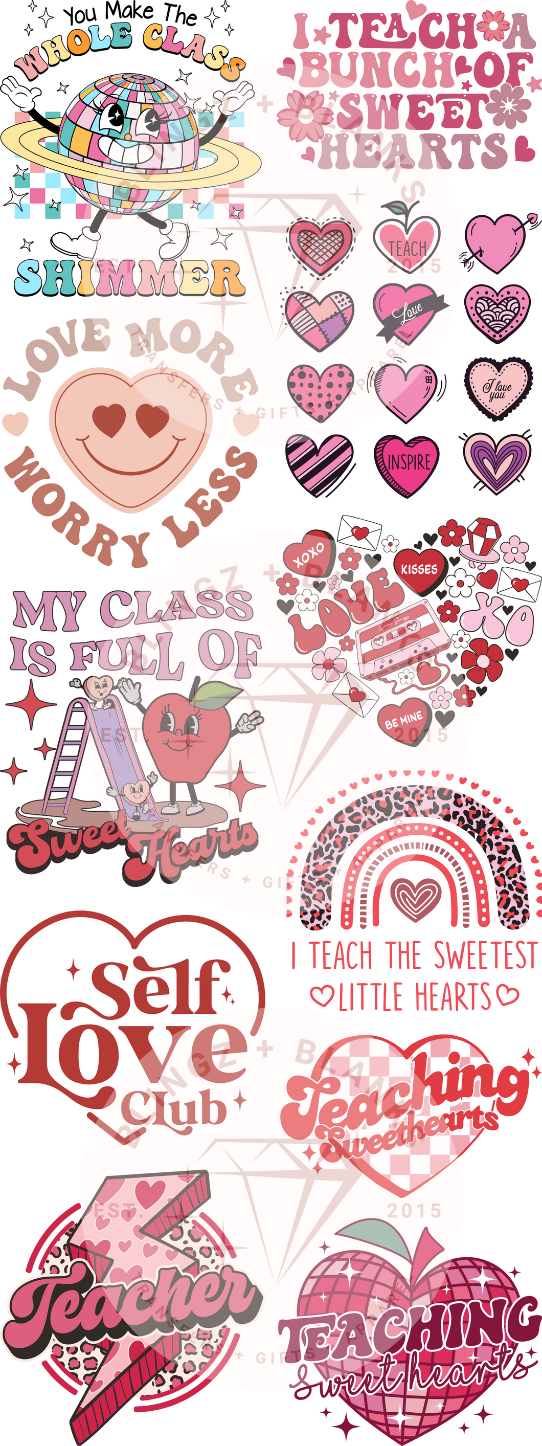 22x60 Valentine Teacher DTF Gang Sheet