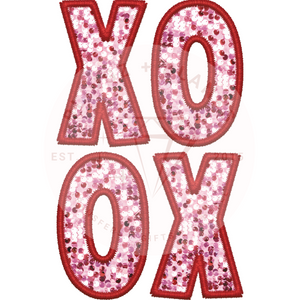XOXO Faux Sequin Embroidery DTF Transfer