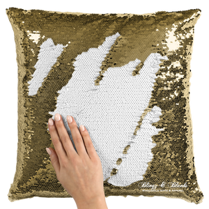 Gold/White Reversible Sequin Pillow_Blingz & Blanks Wholesale 