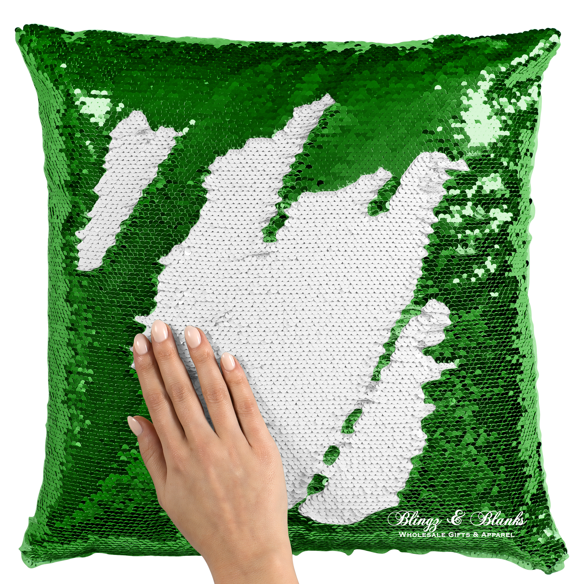 Green sales sequin pillow