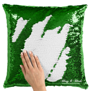 Kelly Green/White Reversible Sequin Pillow_Blingz & Blanks Wholesale 