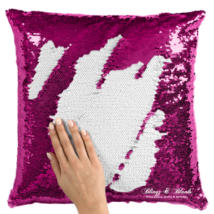 Hot Pink/White Reversible Sequin Pillow_Blingz & Blanks Wholesale 