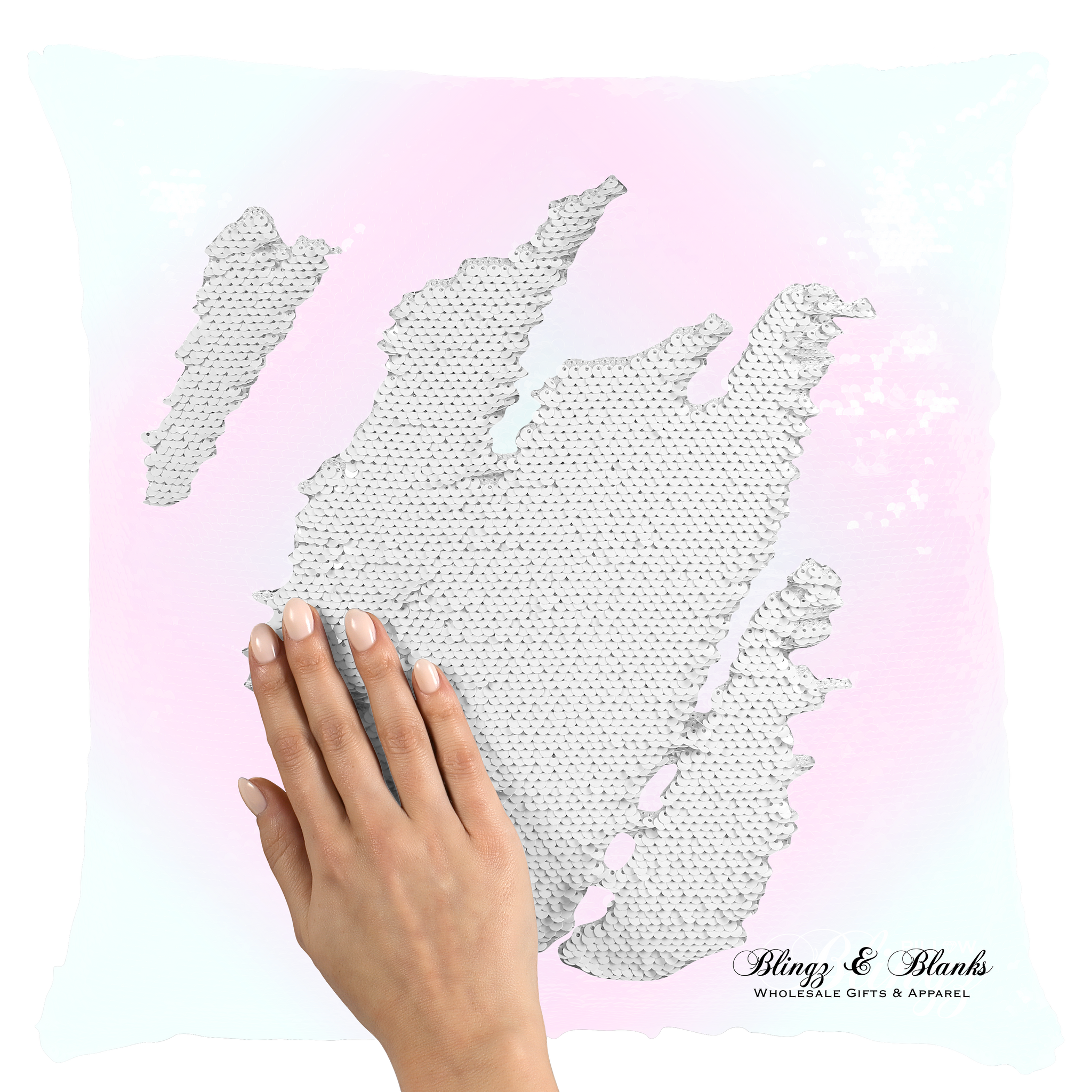 White clearance sequin pillows