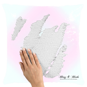 Iridescent/White Reversible Sequin Pillow_Blingz & Blanks Wholesale 