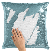 Lt Blue/White Reversible Sequin Pillow_Blingz & Blanks Wholesale 