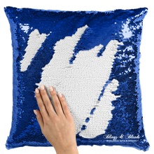 Royal/White Reversible Sequin Pillow_Blingz & Blanks Wholesale 