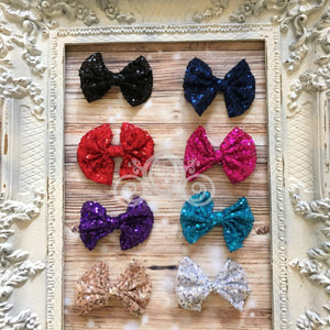 Girls 4" Sequin Bows w Clip