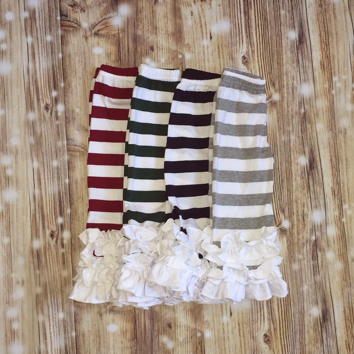 Girls Striped Ruffle Pants