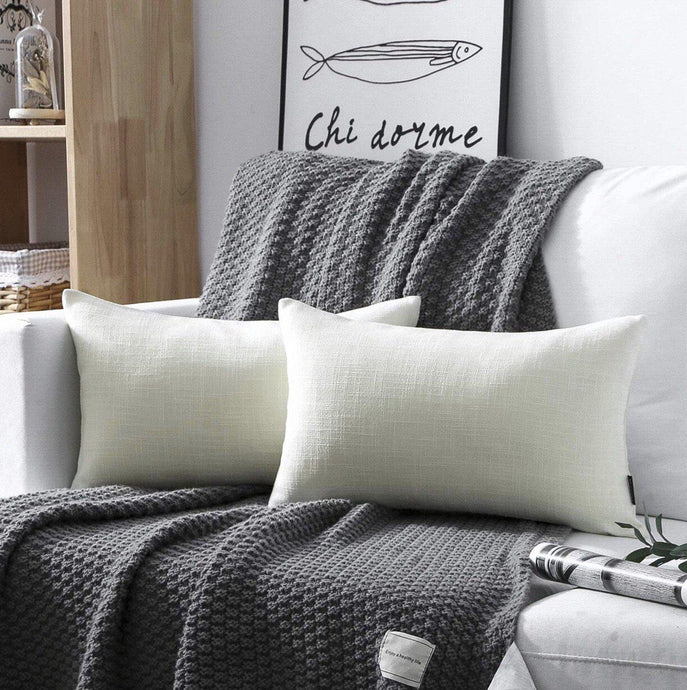 12x20 White Linen Pillow Cover